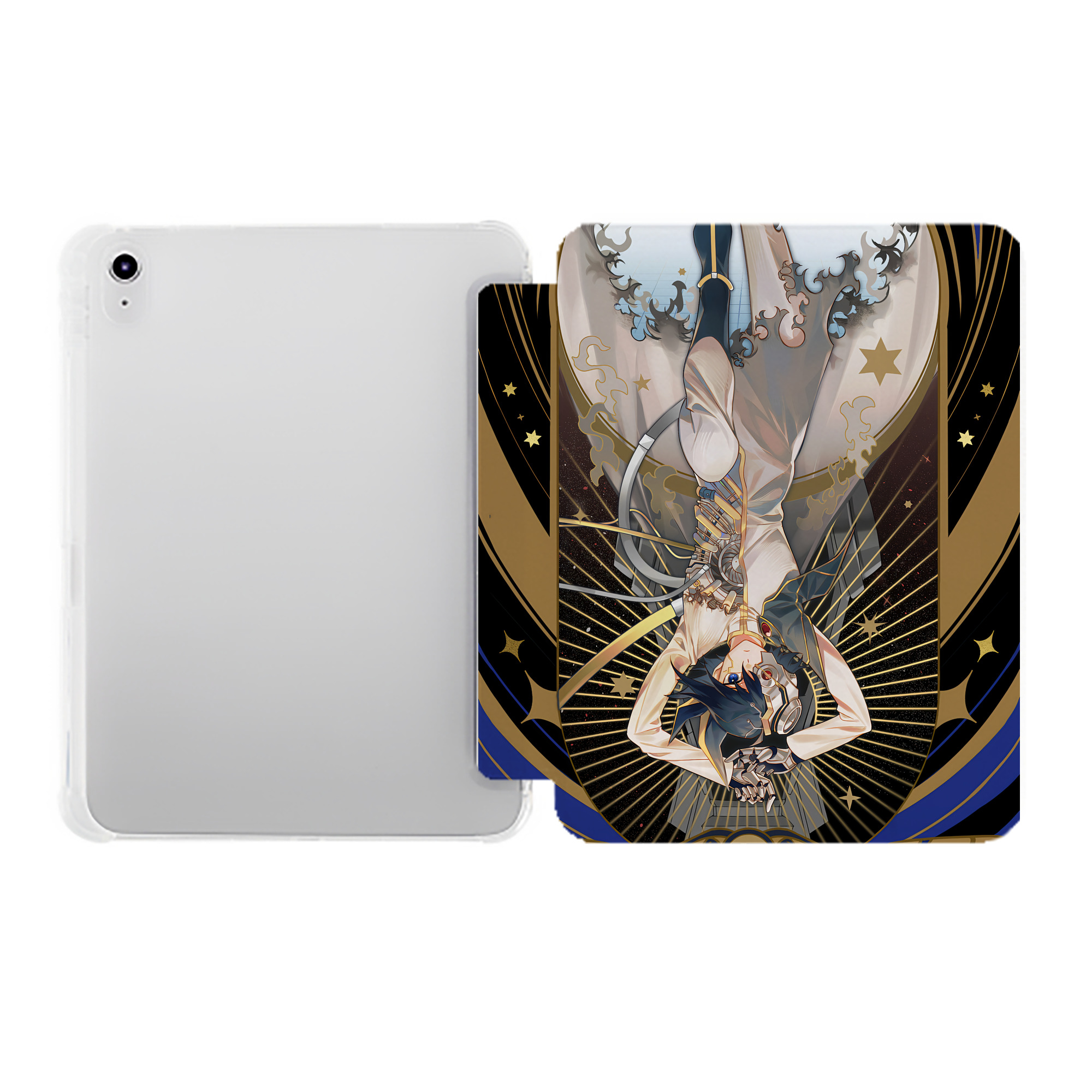 （画像用） 遊☆戯☆王 Yu-Gi-Oh! IPad ケース ペン収納付き 三つ折りスタンド PUレザー×シリコン 対応機種9.5/10.5/10.9インチ